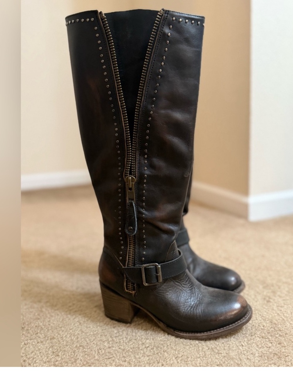 Freebird Carson Black Leather Boots Size 9